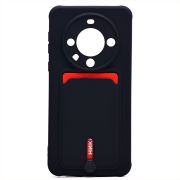 Чехол Huawei Mate 60 Pro силикон матовый с картхолдером и защитой камеры чёрный