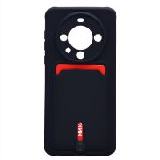 Чехол Huawei Mate 60 силикон матовый с картхолдером и защитой камеры чёрный