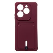 Чехол Infinix Hot 40 Pro силикон матовый с картхолдером и защитой камеры бордо