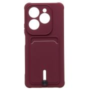 Чехол Infinix Hot 40 силикон матовый с картхолдером и защитой камеры бордо