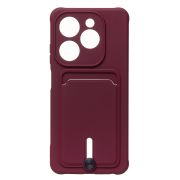 Чехол Infinix Hot 40i силикон матовый с картхолдером и защитой камеры бордо