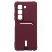 Чехол Infinix Hot 50 4G силикон матовый с картхолдером и защитой камеры бордо