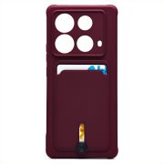 Чехол Infinix Note 40 5G силикон матовый с картхолдером и защитой камеры бордо