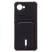 Чехол Realme C30 силикон матовый с картхолдером и защитой камеры чёрный