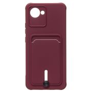 Чехол Realme C30 силикон матовый с картхолдером и защитой камеры бордо