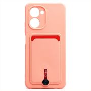 Чехол Realme C33 силикон матовый с картхолдером и защитой камеры розовый