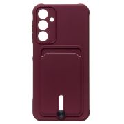 Чехол Samsung A25 5G силикон матовый с картхолдером и защитой камеры бордо