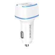Адаптер Автомобильный с кабелем Micro USB - Borofone BZ14, 2USB/2.4A белый
