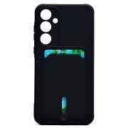 Чехол Samsung A35 силикон матовый с картхолдером и защитой камеры чёрный