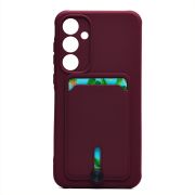 Чехол Samsung A35 силикон матовый с картхолдером и защитой камеры бордо