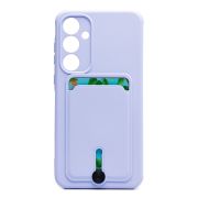 Чехол Samsung A35 силикон матовый с картхолдером и защитой камеры сиреневый