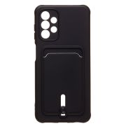 Чехол Samsung A04s/A047 силикон матовый с картхолдером и защитой камеры чёрный