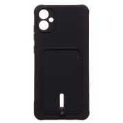 Чехол Samsung A05/A055 силикон матовый с картхолдером и защитой камеры чёрный