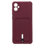 Чехол Samsung A05/A055 силикон матовый с картхолдером и защитой камеры бордо