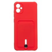 Чехол Samsung A05/A055 силикон матовый с картхолдером и защитой камеры красный