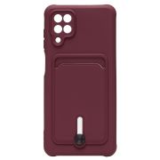 Чехол Samsung A12/A125 силикон матовый с картхолдером и защитой камеры бордо
