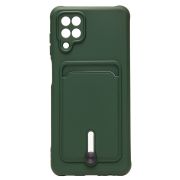 Чехол Samsung A12/A125 силикон матовый с картхолдером и защитой камеры зелёный
