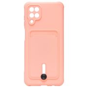 Чехол Samsung A12/A125 силикон матовый с картхолдером и защитой камеры розовый