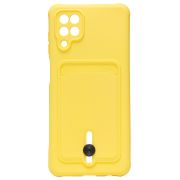 Чехол Samsung A12/A125 силикон матовый с картхолдером и защитой камеры жёлтый