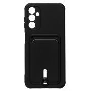 Чехол Samsung A14 4G/A145 силикон матовый с картхолдером и защитой камеры чёрный