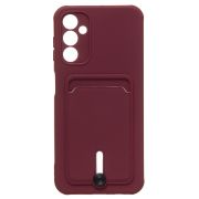 Чехол Samsung A14 4G/A145 силикон матовый с картхолдером и защитой камеры бордо