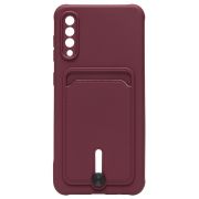 Чехол Samsung A30s/A307/A50S/A505 силикон матовый с картхолдером и защитой камеры бордо