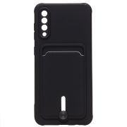Чехол Samsung A30s/A307/A50S/A505 силикон матовый с картхолдером и защитой камеры чёрный