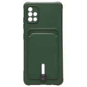 Чехол Samsung A51 4G/A515 силикон матовый с картхолдером и защитой камеры зелёный