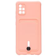 Чехол Samsung A51 4G/A515 силикон матовый с картхолдером и защитой камеры розовый