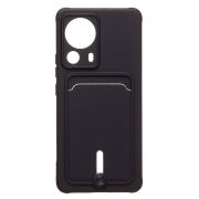 Чехол Xiaomi 13 Lite силикон матовый с картхолдером и защитой камеры чёрный