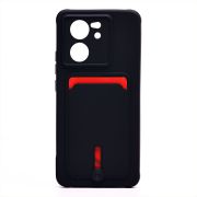 Чехол Xiaomi 13T/13T Pro силикон матовый с картхолдером и защитой камеры чёрный