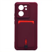 Чехол Xiaomi 13T/13T Pro силикон матовый с картхолдером и защитой камеры бордо