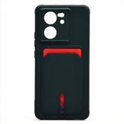 Чехол Xiaomi 13T/13T Pro силикон матовый с картхолдером и защитой камеры зелёный