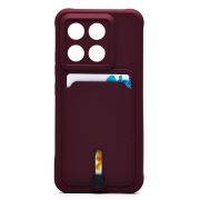 Чехол Xiaomi 14 силикон матовый с картхолдером и защитой камеры бордо