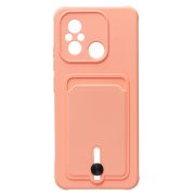 Чехол Xiaomi Poco C55/Redmi 12C силикон матовый с картхолдером и защитой камеры розовый