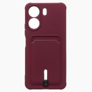 Чехол Xiaomi Poco C65 силикон матовый с картхолдером и защитой камеры бордо