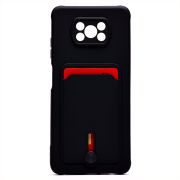 Чехол Xiaomi Poco X3/Poco X3 Pro силикон матовый с картхолдером и защитой камеры чёрный