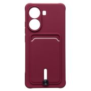 Чехол Xiaomi Poco X7 Pro силикон матовый с картхолдером и защитой камеры бордо