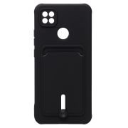 Чехол Xiaomi Redmi 10A силикон матовый с картхолдером и защитой камеры чёрный