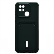 Чехол Xiaomi Redmi 10C силикон матовый с картхолдером и защитой камеры зелёный