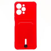 Чехол Xiaomi Redmi 12 силикон матовый с картхолдером и защитой камеры красный