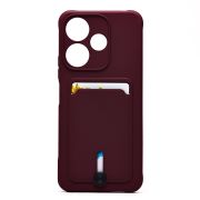 Чехол Xiaomi Redmi 13 4G силикон матовый с картхолдером и защитой камеры бордо