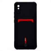 Чехол Xiaomi Redmi 9A/Redmi 9i силикон матовый с картхолдером и защитой камеры чёрный