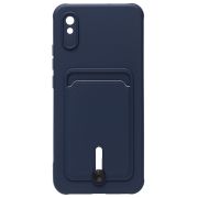 Чехол Xiaomi Redmi 9A/Redmi 9i силикон матовый с картхолдером и защитой камеры синий