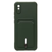 Чехол Xiaomi Redmi 9A/Redmi 9i силикон матовый с картхолдером и защитой камеры зелёный
