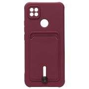 Чехол Xiaomi Redmi 9C силикон матовый с картхолдером и защитой камеры бордо