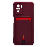 Чехол Xiaomi Redmi Note 10/Redmi Note 10S силикон матовый с картхолдером и защитой камеры бордо