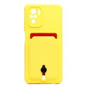 Чехол Xiaomi Redmi Note 10/Redmi Note 10S силикон матовый с картхолдером и защитой камеры жёлтый