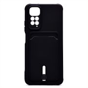 Чехол Xiaomi Redmi Note 11 4G Global/Note 11S 4G силикон матовый с картхолдером чёрный