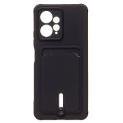 Чехол Xiaomi Redmi Note 12 4G силикон матовый с картхолдером и защитой камеры чёрный